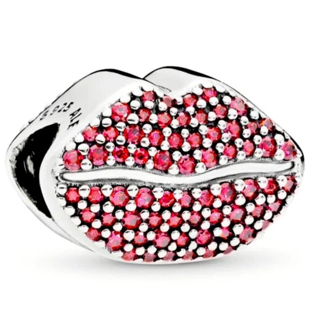 Pandora Kiss More Red Cubic Zirconia Lip Charm